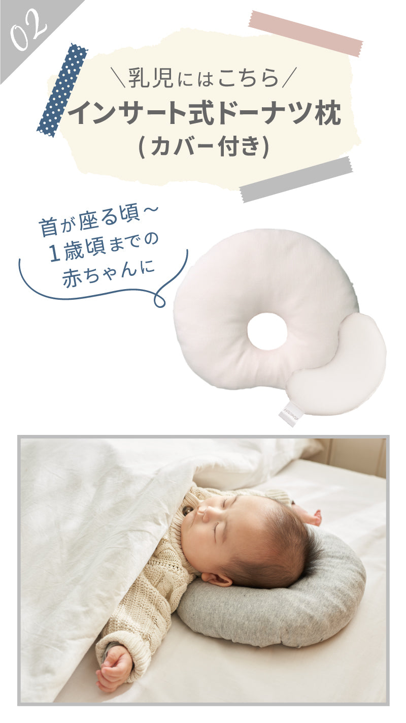 EsmeraldA エスメラルダ  グローアップ枕セット 新生児枕 インサート式枕 子ども枕の3点セット ブルー